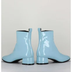 Boots 60S En Cuir Vernis Bleu - Jane Vernice Faeda