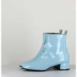 Boots 60S En Cuir Vernis Bleu - Jane Vernice Faeda