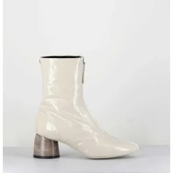Boots 60S En Cuir Vernis Blanc - Caren07 Plum Osso