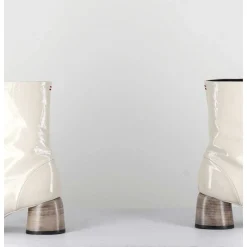 Boots 60S En Cuir Vernis Blanc - Caren07 Plum Osso