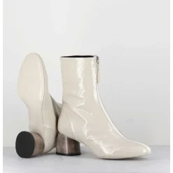 Boots 60S En Cuir Vernis Blanc - Caren07 Plum Osso