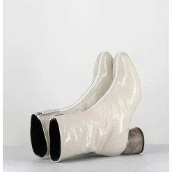 Boots 60S En Cuir Vernis Blanc - Caren07 Plum Osso