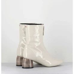 Boots 60S En Cuir Vernis Blanc - Caren07 Plum Osso