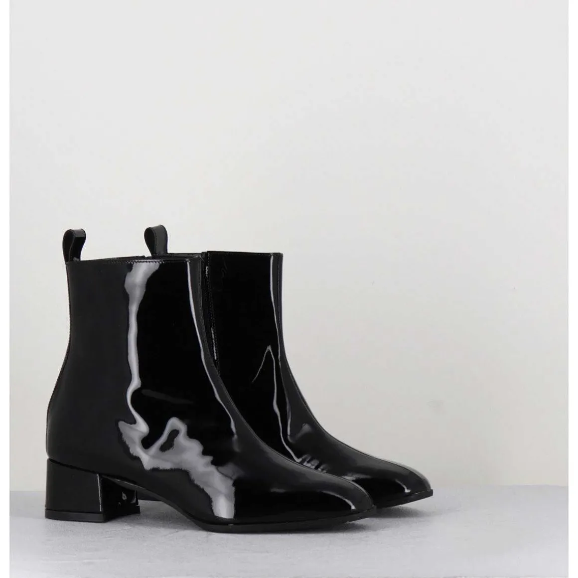 Boots 60S En Cuir Vernis Noir - Jane Vernice Nero