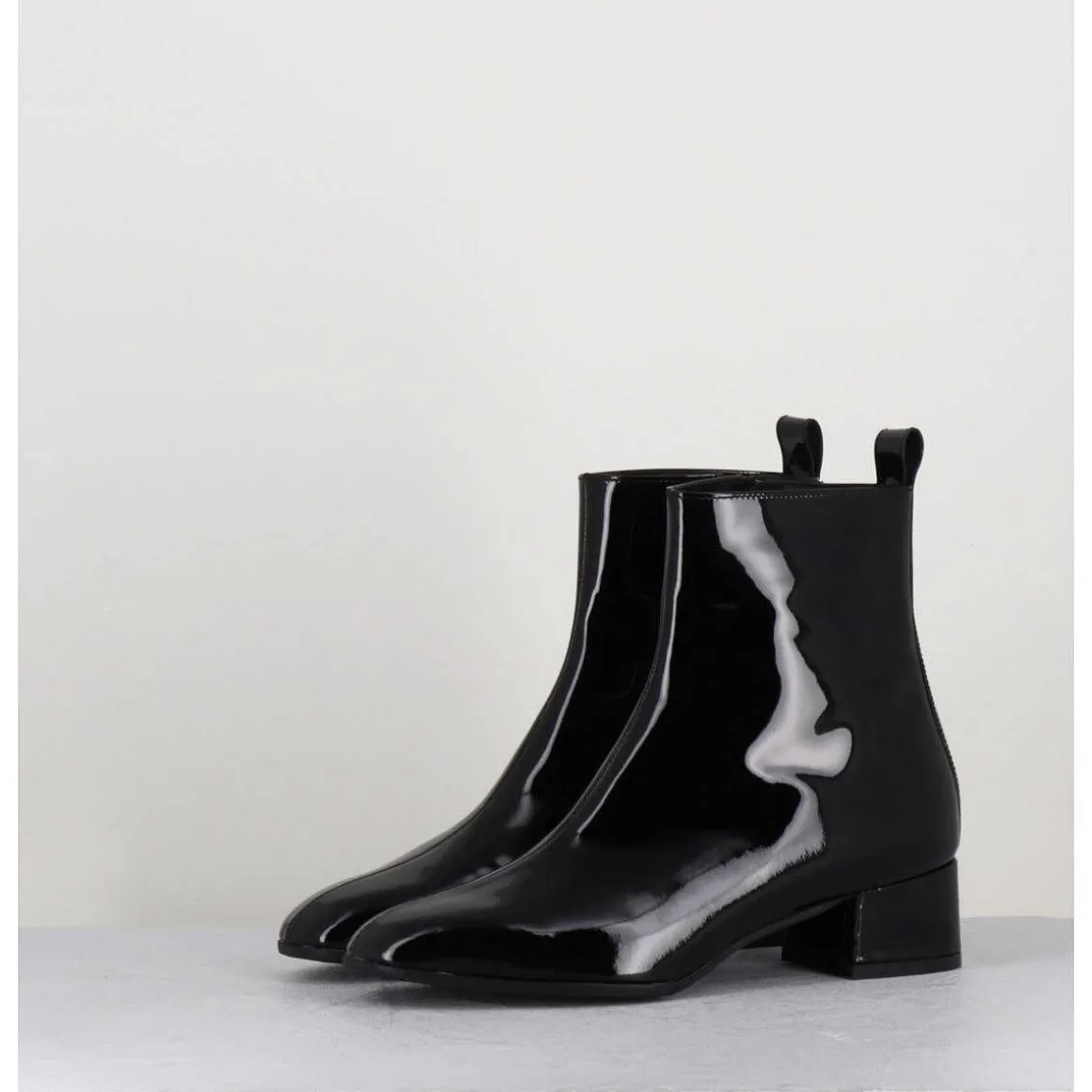 Boots 60S En Cuir Vernis Noir - Jane Vernice Nero