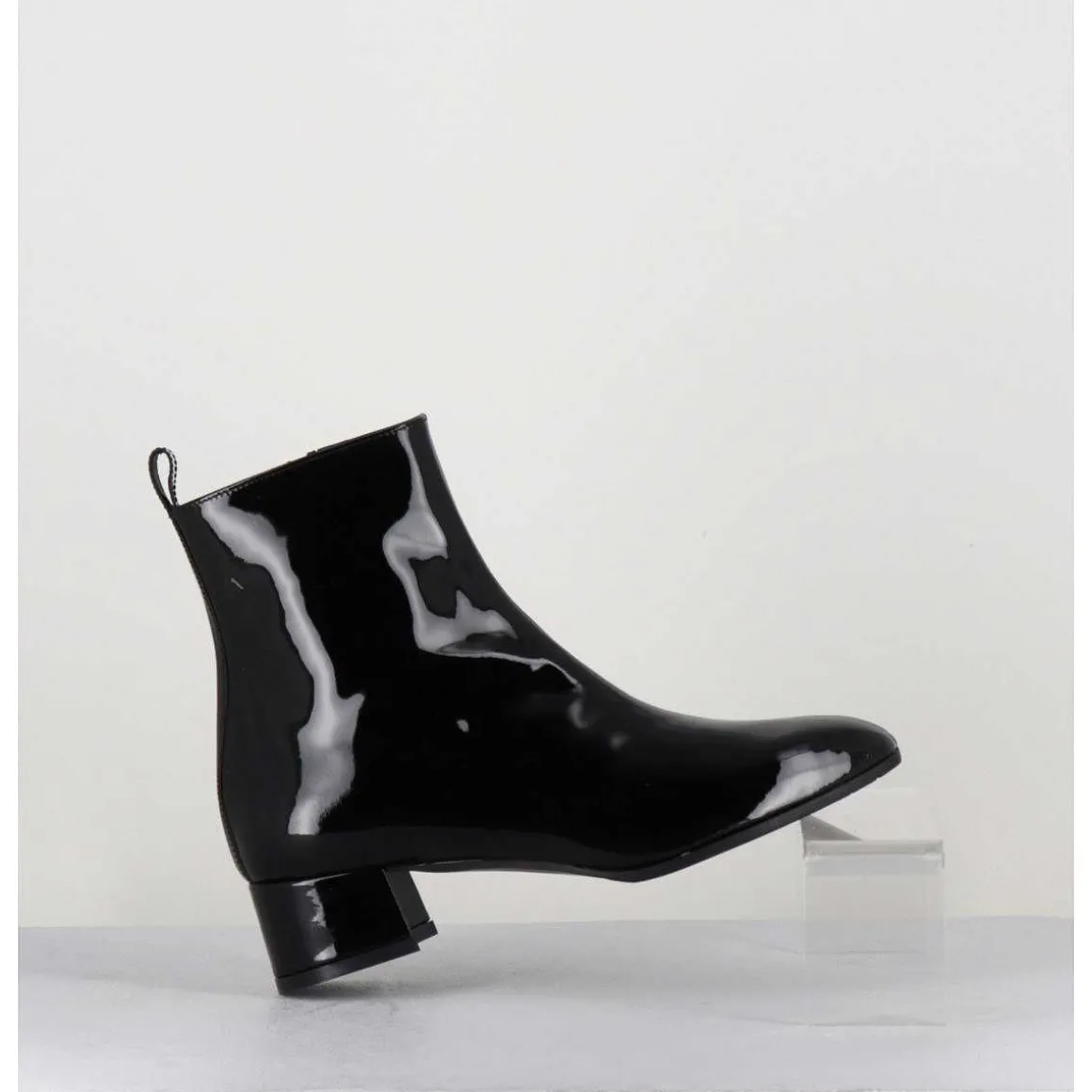 Boots 60S En Cuir Vernis Noir - Jane Vernice Nero