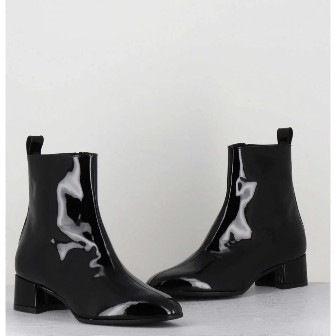 Boots 60S En Cuir Vernis Noir - Jane Vernice Nero