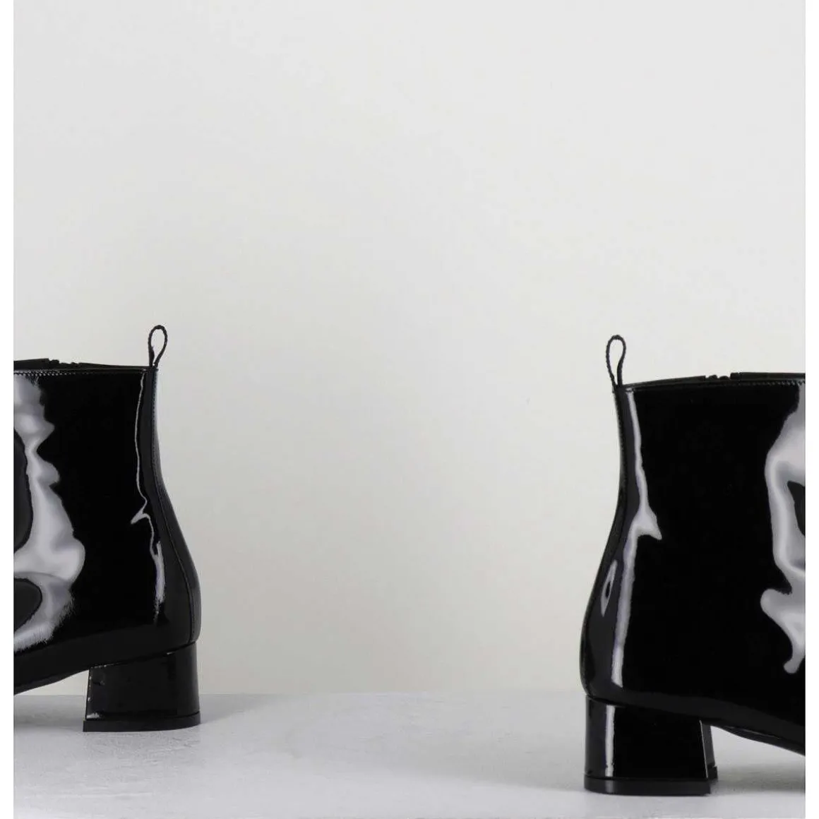 Boots 60S En Cuir Vernis Noir - Jane Vernice Nero