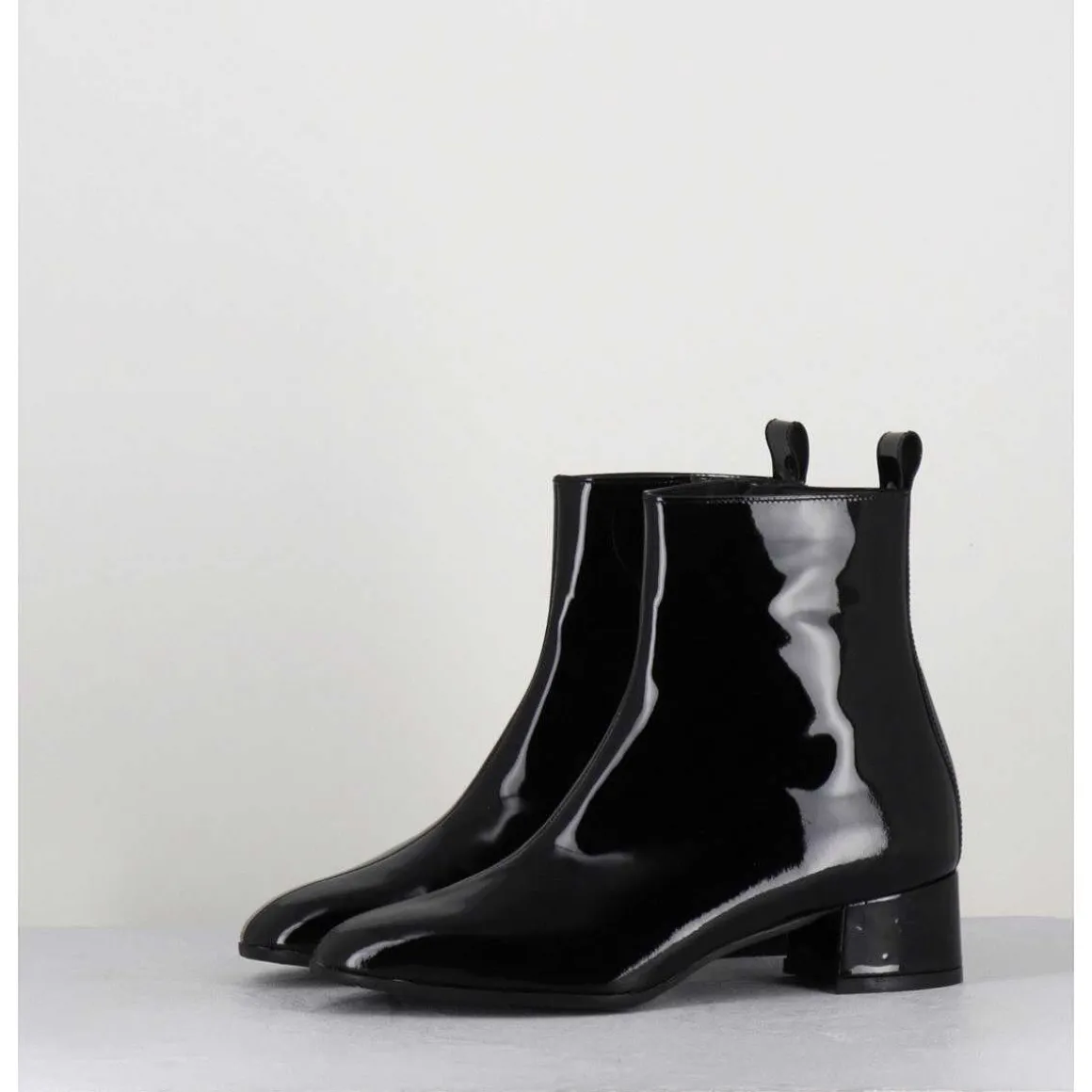 Boots 60S En Cuir Vernis Noir - Jane Vernice Nero
