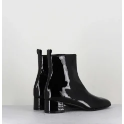 Boots 60S En Cuir Vernis Noir - Jane Vernice Nero