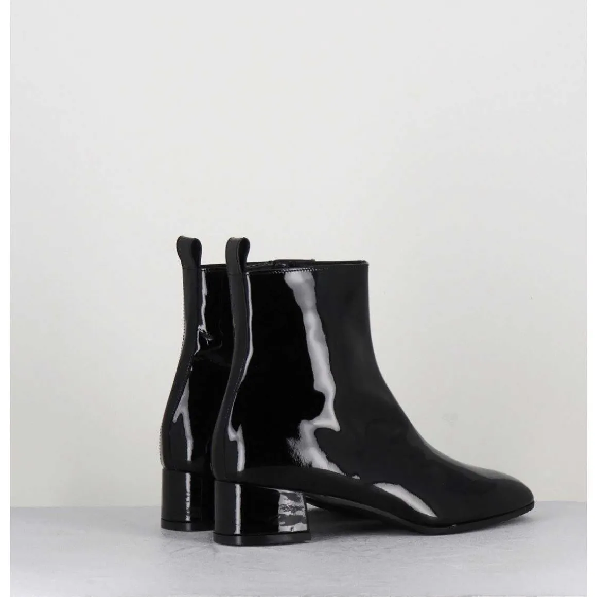 Boots 60S En Cuir Vernis Noir - Jane Vernice Nero