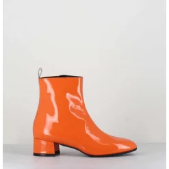 Boots 60S En Cuir Vernis Orange - Jane Vernice Orange