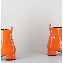 Boots 60S En Cuir Vernis Orange - Jane Vernice Orange