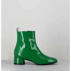 Boots 60S En Cuir Vernis Vert - Jane Vernice Verde
