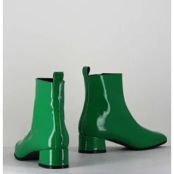 Boots 60S En Cuir Vernis Vert - Jane Vernice Verde