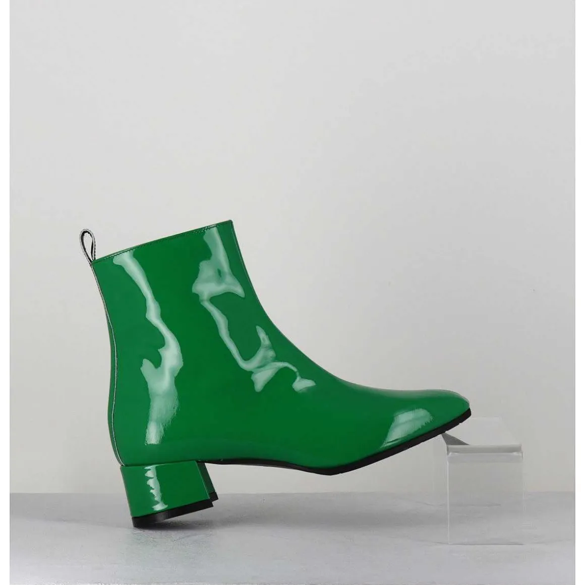 Boots 60S En Cuir Vernis Vert - Jane Vernice Verde