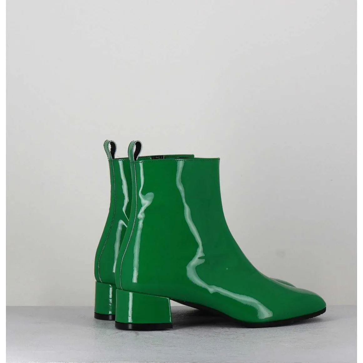 Boots 60S En Cuir Vernis Vert - Jane Vernice Verde