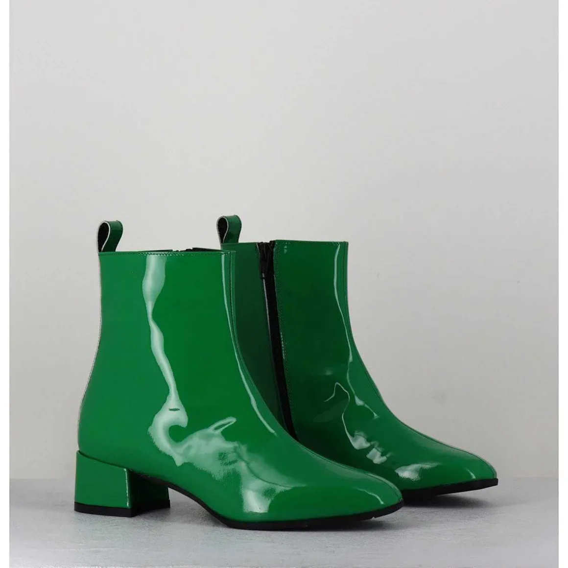 Boots 60S En Cuir Vernis Vert - Jane Vernice Verde