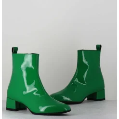 Boots 60S En Cuir Vernis Vert - Jane Vernice Verde