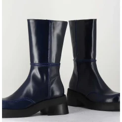 Boots 90S Tige Haute En Cuir Lisse Bleu - Inne Blu Boots