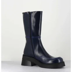 Boots 90S Tige Haute En Cuir Lisse Bleu - Inne Blu Boots