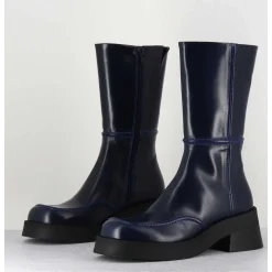 Boots 90S Tige Haute En Cuir Lisse Bleu - Inne Blu Boots