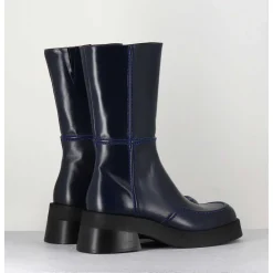 Boots 90S Tige Haute En Cuir Lisse Bleu - Inne Blu Boots