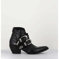 Boots Santiag Cuir Noir & Boucles - 3845 Super Black