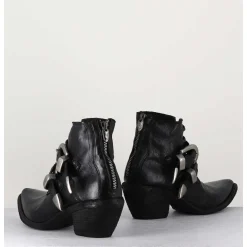 Boots Santiag Cuir Noir & Boucles - 3845 Super Black