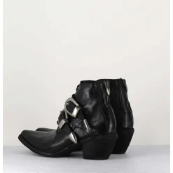 Boots Santiag Cuir Noir & Boucles - 3845 Super Black