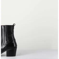 Boots Santiag En Cuir Lisse Noir - Eva 82000 Black