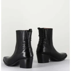 Boots Santiag En Cuir Lisse Noir - Eva 82000 Black