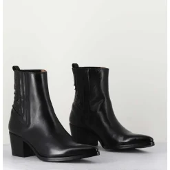 Boots Santiag En Cuir Lisse Noir - Eva 82000 Black