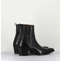 Boots Santiag En Cuir Lisse Noir - Eva 82000 Black