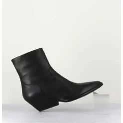 Boots Santiag En Cuir Noir - 10807 Vetro Nero