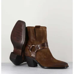 Boots Santiag En Daim Marron Vieilli - 5180 Birra