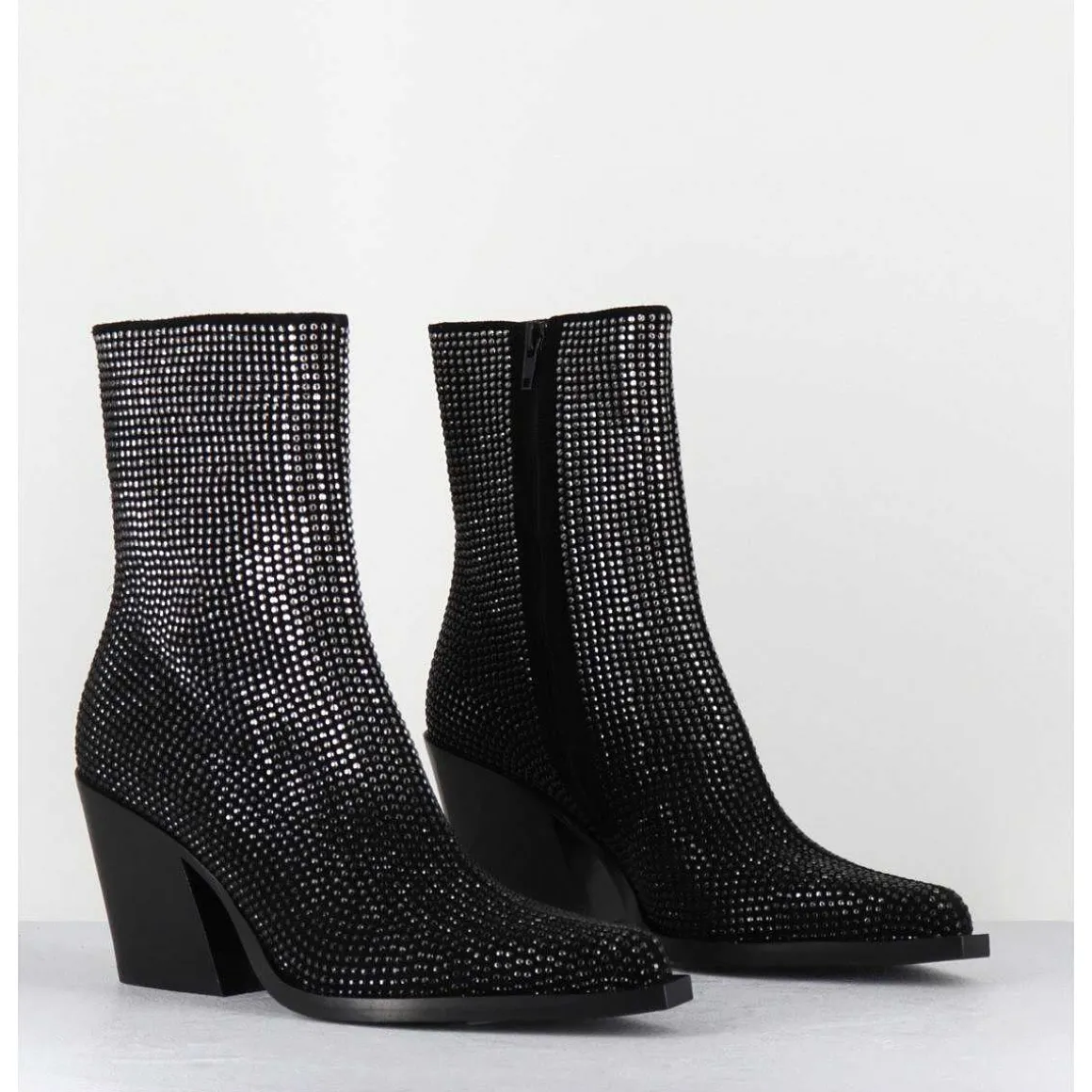 Boots Santiag Talon Haut & Clous - Rock Chelin Nero
