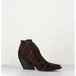 Boots Santiags Courtes En Daim Leopard - E2004L