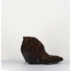 Boots Santiags Courtes En Daim Leopard - E2004L