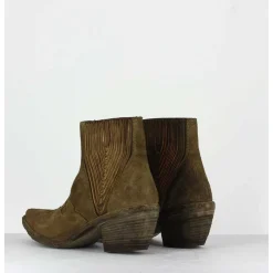 Boots Santiags Courtes En Daim Kahki - 3472 Rov Oliva
