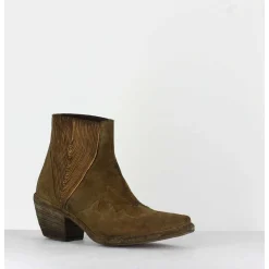 Boots Santiags Courtes En Daim Kahki - 3472 Rov Oliva