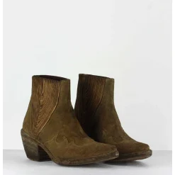 Boots Santiags Courtes En Daim Kahki - 3472 Rov Oliva