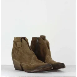 Boots Santiags Courtes En Daim Taupe - E2004 Hombre Sand