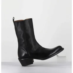 Boots Santiags En Cuir Noir - 1Cs425 Cusna Nero