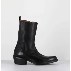 Boots Santiags En Cuir Noir - 1Cs425 Cusna Nero