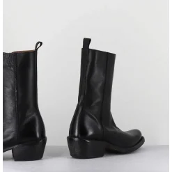 Boots Santiags En Cuir Noir - 1Cs425 Cusna Nero