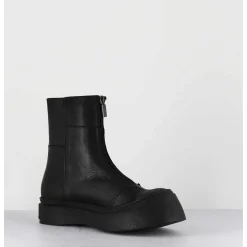 Boots Semelle Exageree En Cuir Noir A Zip - 4163 Gas Nero