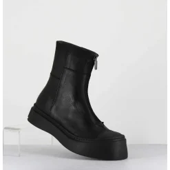 Boots Semelle Exageree En Cuir Noir A Zip - 4163 Gas Nero