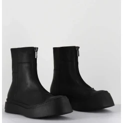 Boots Semelle Exageree En Cuir Noir A Zip - 4163 Gas Nero