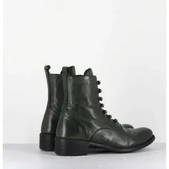 Boots Souples En Cuir Vert A Boutons - Lison Caou036 Verde